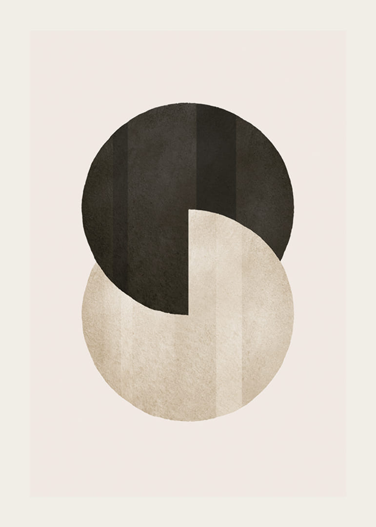 Abstraktné kruhy v čiernej a béžovej farbe na svetlom pozadí-12