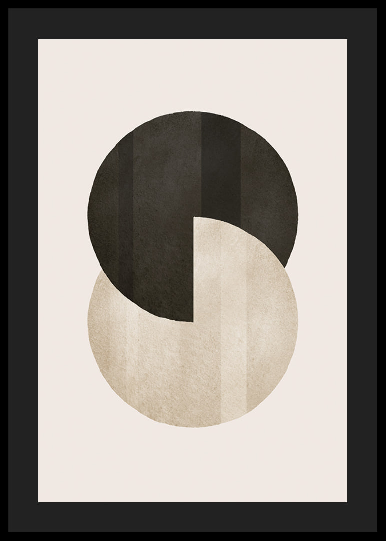 Abstract circles in black and beige on light background-12