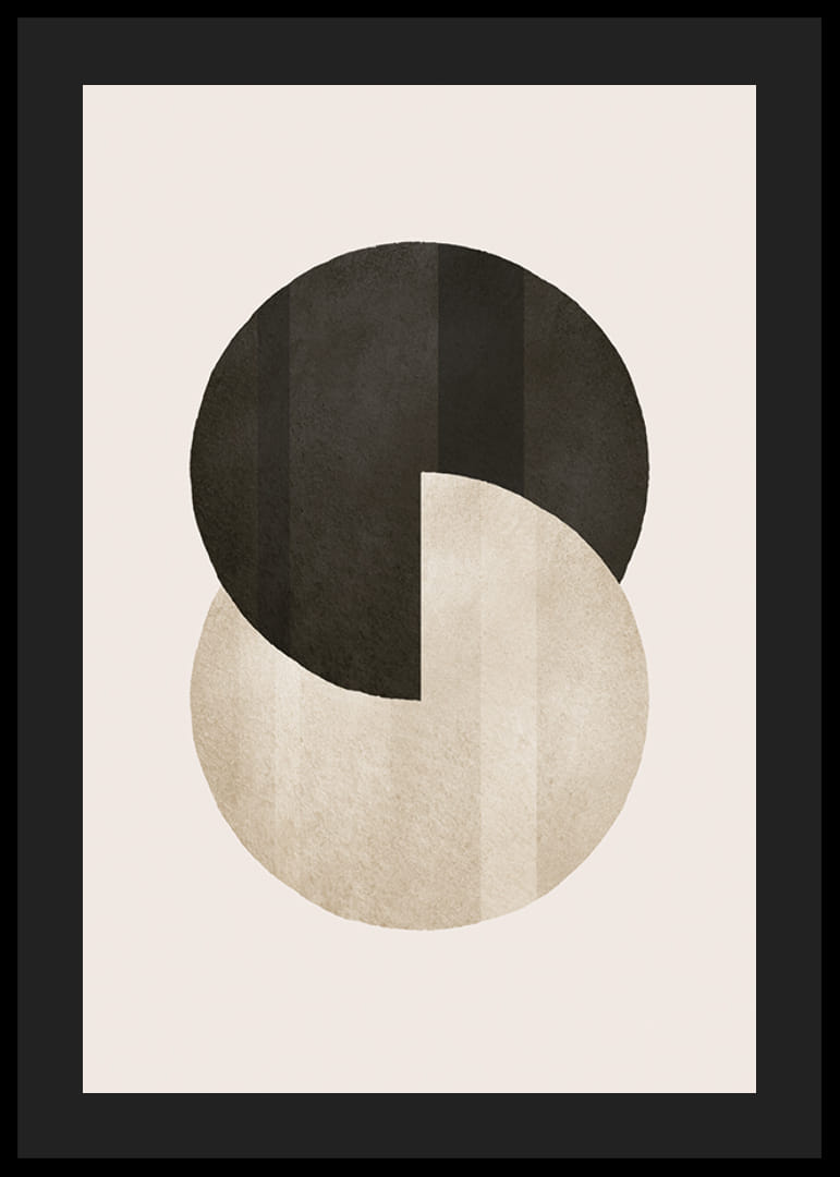 Abstraktné kruhy v čiernej a béžovej farbe na svetlom pozadí-12