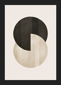Abstract circles in black and beige on light background-5