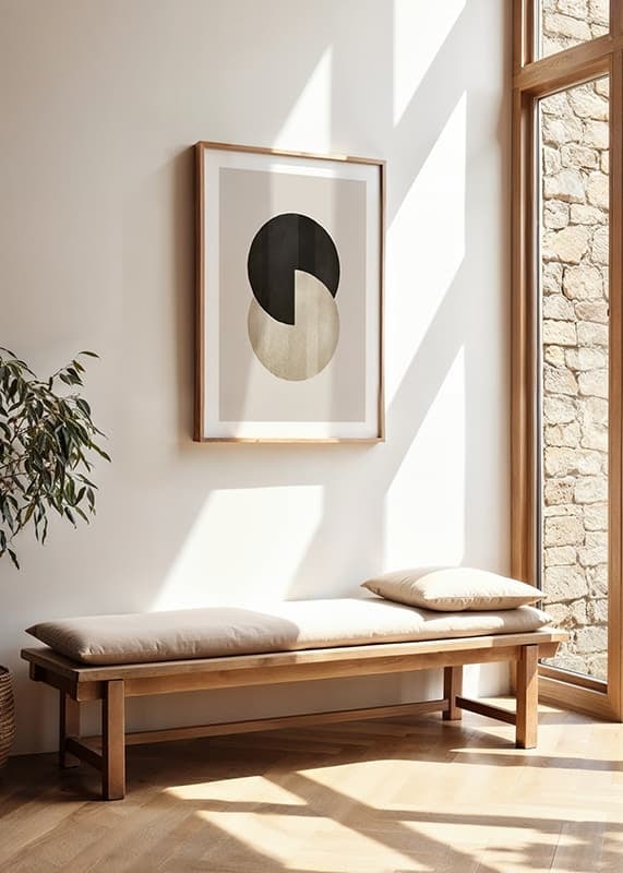 Abstract circles in black and beige on light background-12