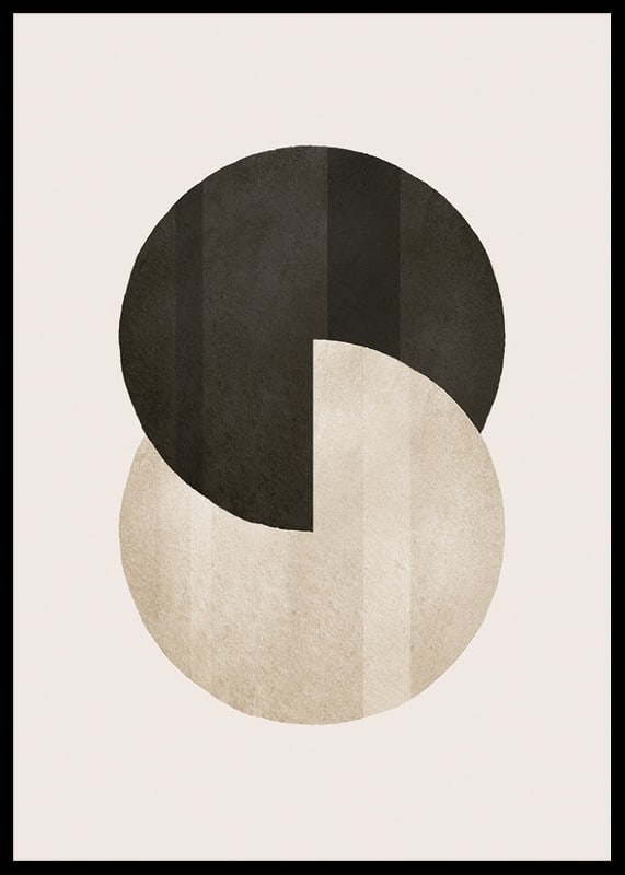 Abstract circles in black and beige on light background-12
