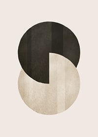 Abstract circles in black and beige on light background-7