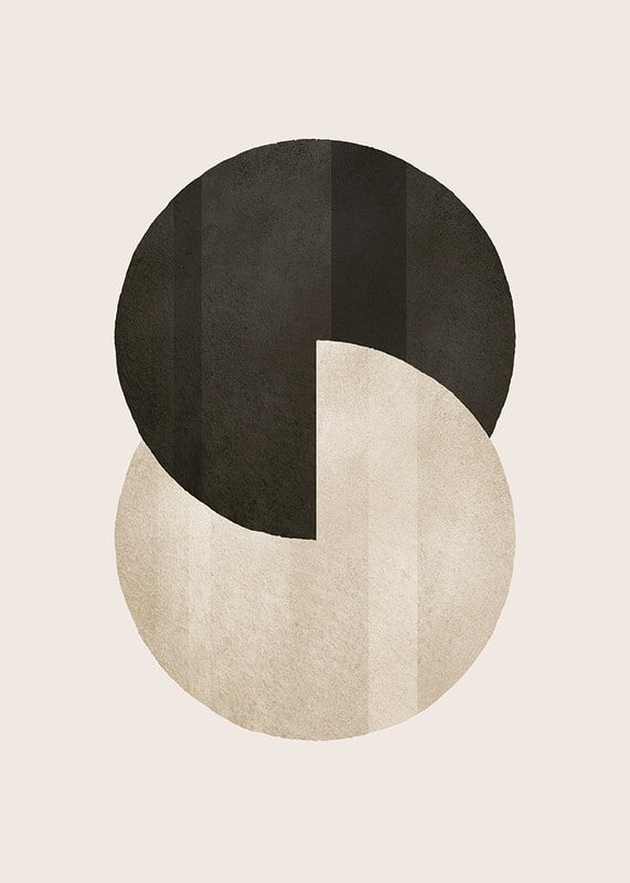 Abstract circles in black and beige on light background-12