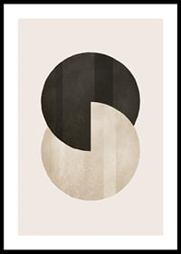 Abstract circles in black and beige on light background-0