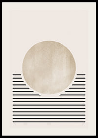 Abstract circle in beige with black horizontal lines-2