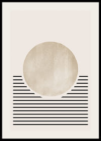 Abstrakti beigenvärinen ympyrä mustilla vaakasuorilla viivoilla-2