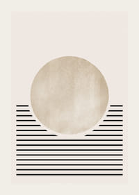 Abstrakti beigenvärinen ympyrä mustilla vaakasuorilla viivoilla-3