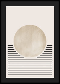 Abstrakti beigenvärinen ympyrä mustilla vaakasuorilla viivoilla-4