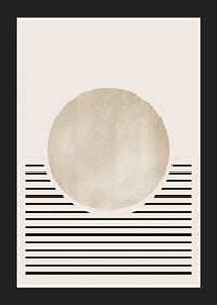 Abstract circle in beige with black horizontal lines-5