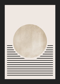 Abstrakti beigenvärinen ympyrä mustilla vaakasuorilla viivoilla-5