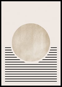 Abstract circle in beige with black horizontal lines-6