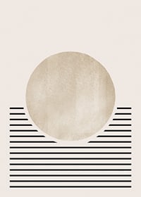 Abstract circle in beige with black horizontal lines-7