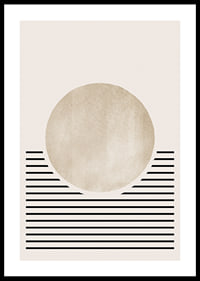 Abstract circle in beige with black horizontal lines-0