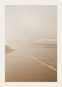 Fotografi av lång strand med vågor i mjuka beige toner-3
