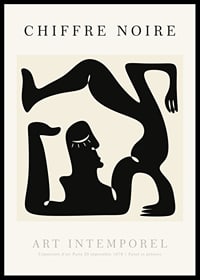 Abstrakt svart figur i grafisk stil mot ljus beige bakgrund-0