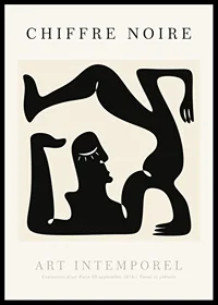 Abstract black figure in graphic style against light beige background-0