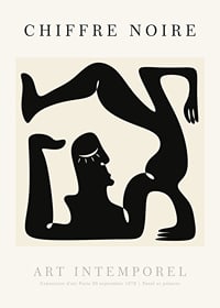 Abstrakt svart figur i grafisk stil mot ljus beige bakgrund-1