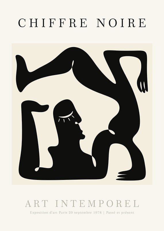 Abstrakt svart figur i grafisk stil mot ljus beige bakgrund-12