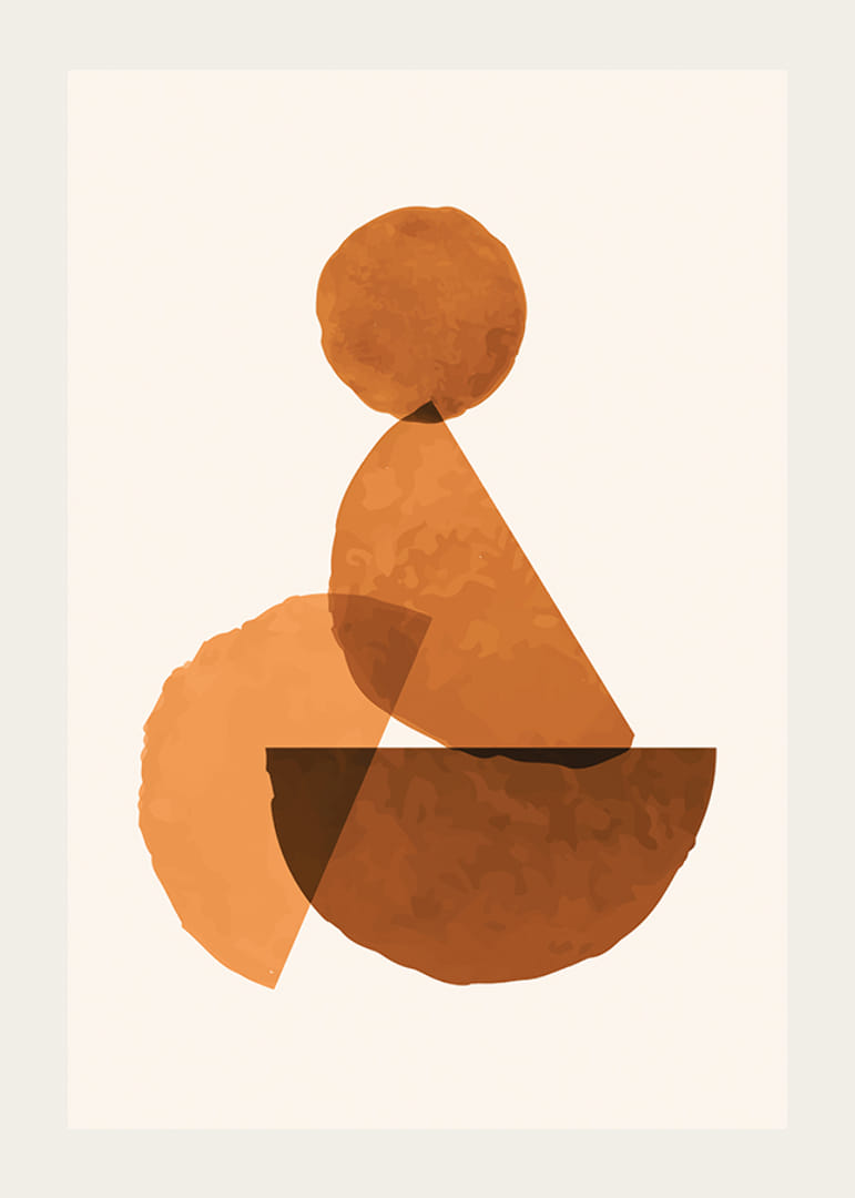 Abstrakte geometrische Formen in Rostbrauntönen auf hellem Hintergrund-12