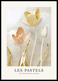 Illustrated tulips in pastel colors with gold details-0