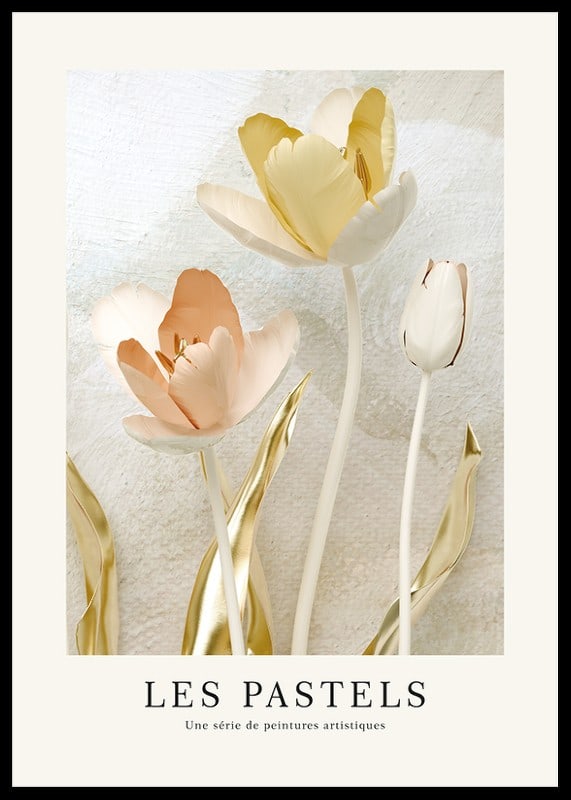 Illustrated tulips in pastel colors with gold details-12