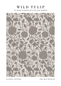 Stylized plant pattern with tulips and narrow leaves in beige and brown shades against a light background-1