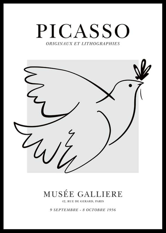 Black line drawing of flying dove against white background-12