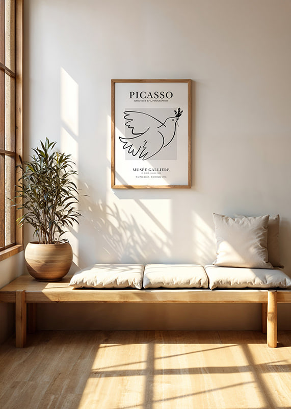 Black line drawing of flying dove against white background-12
