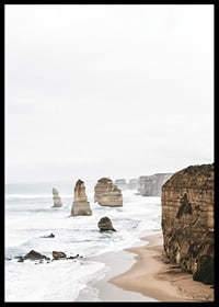 Photograph of steep cliffs and sea pillars on a bright coast-6