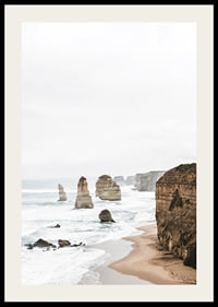 Photograph of steep cliffs and sea pillars on a bright coast-2