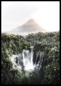 Bright photography of waterfall in tropical jungle with volcano-6
