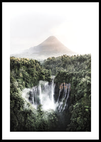 Bright photography of waterfall in tropical jungle with volcano-0