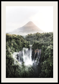 Bright photography of waterfall in tropical jungle with volcano-2