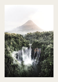 Bright photography of waterfall in tropical jungle with volcano-3