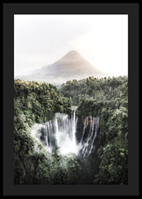 Bright photography of waterfall in tropical jungle with volcano-4