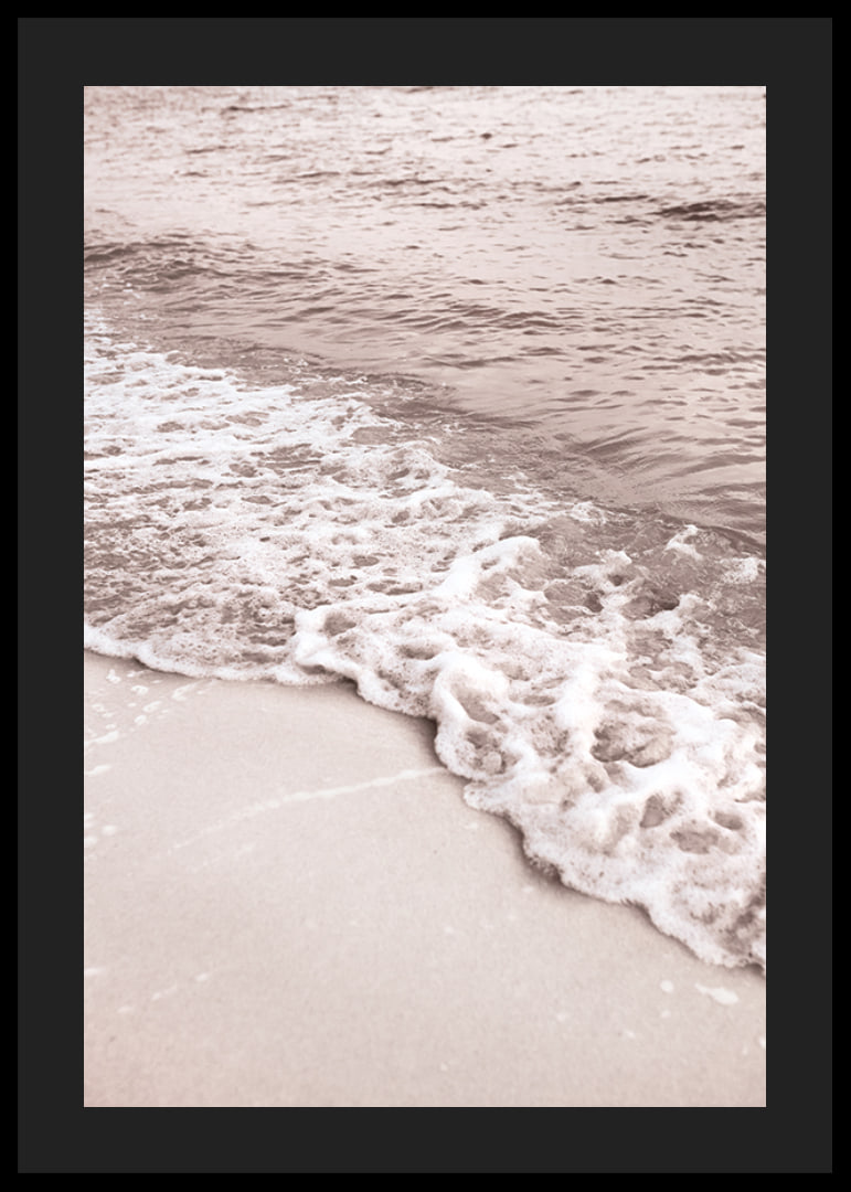 Fotografi av vågskum vid sandstrand i mjuka beige toner-12