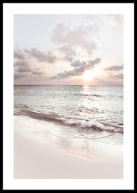 Photograph of waves against sandy beach in soft pastel tones-0