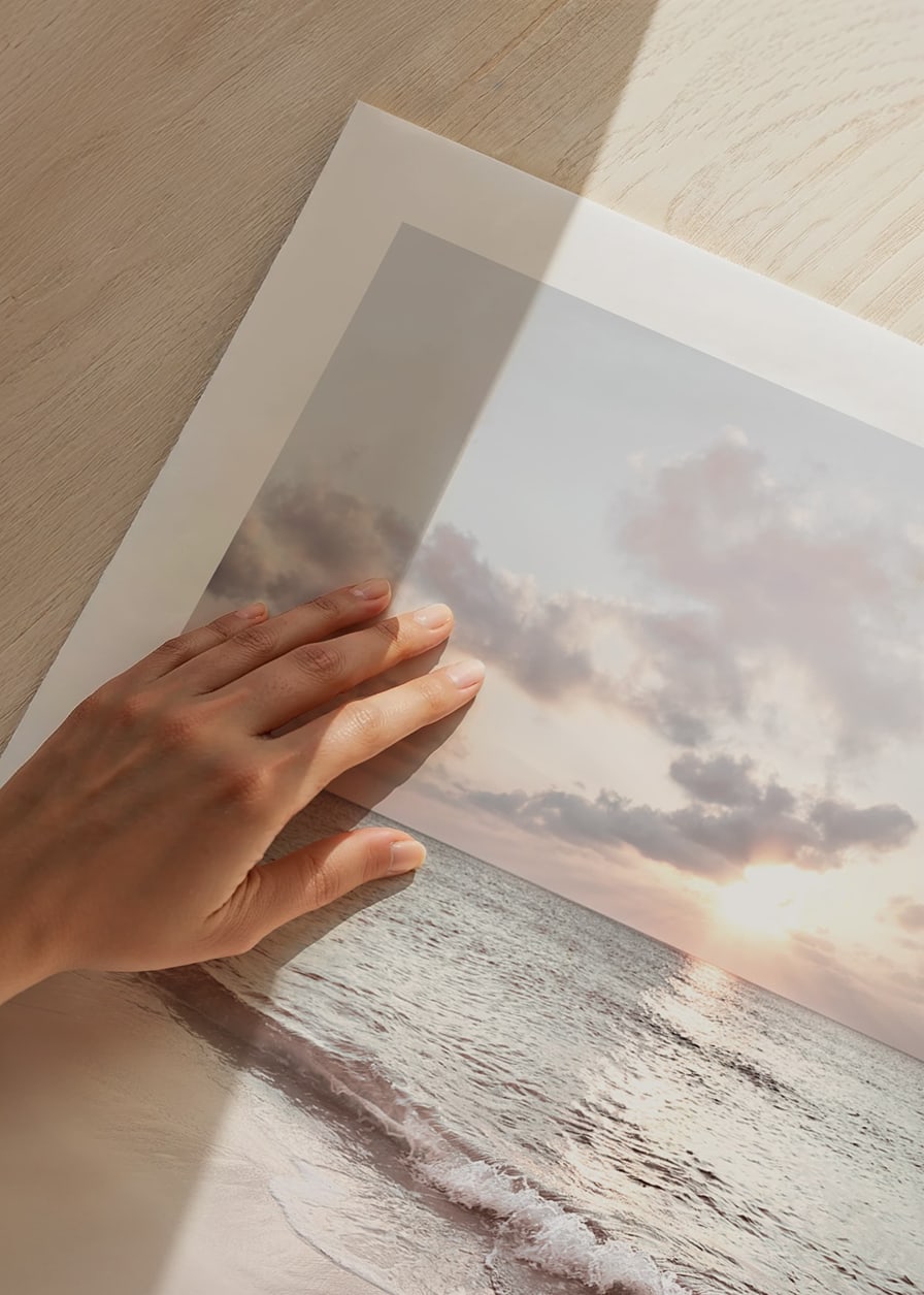 Photograph of waves against sandy beach in soft pastel tones-12