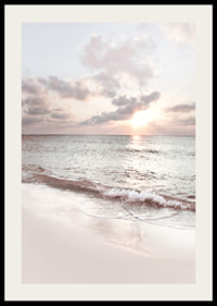 Photograph of waves against sandy beach in soft pastel tones-2