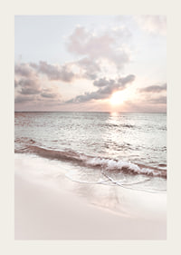 Photograph of waves against sandy beach in soft pastel tones-3