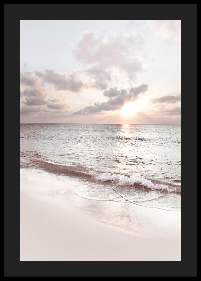 Photograph of waves against sandy beach in soft pastel tones-12