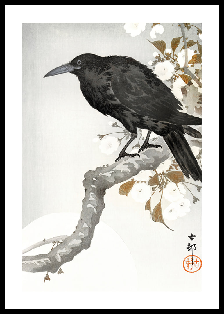 Crow And Full Moon By Ohara Koson-12