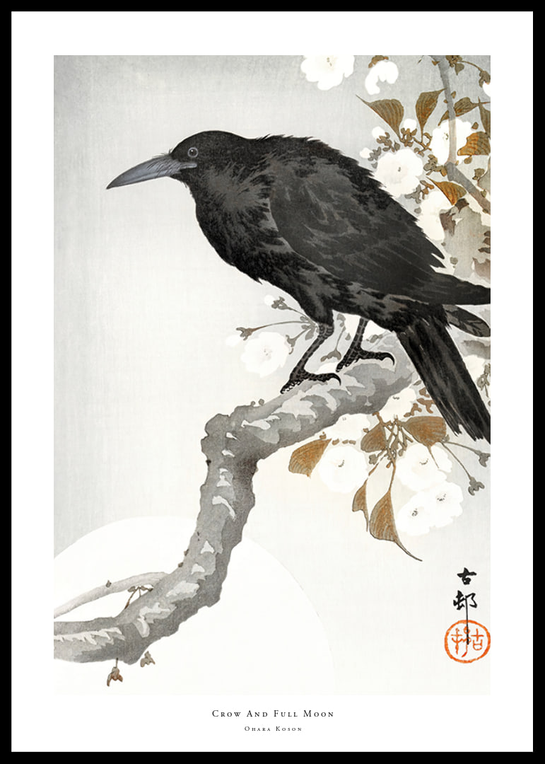 Crow And Full Moon By Ohara Koson-12
