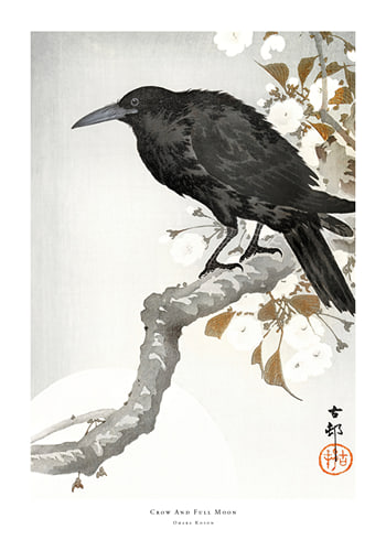 Poster Crow And Full Moon By Ohara Koson