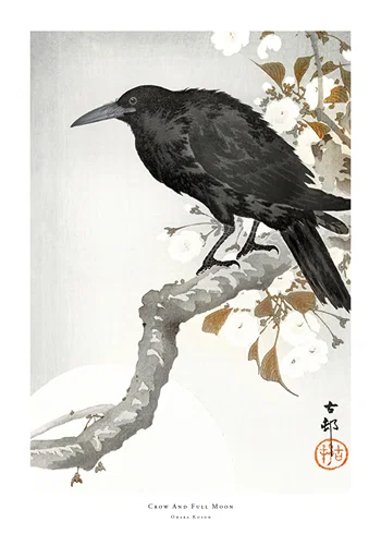 Poster Crow And Full Moon By Ohara Koson