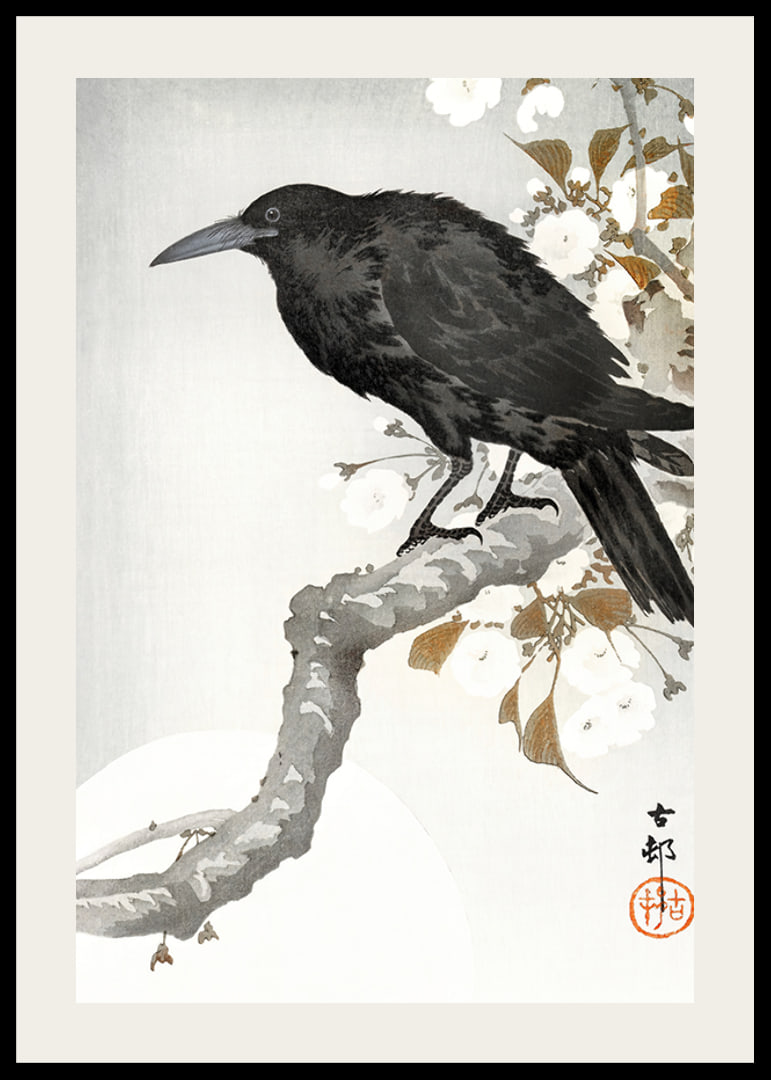 Crow And Full Moon By Ohara Koson-12