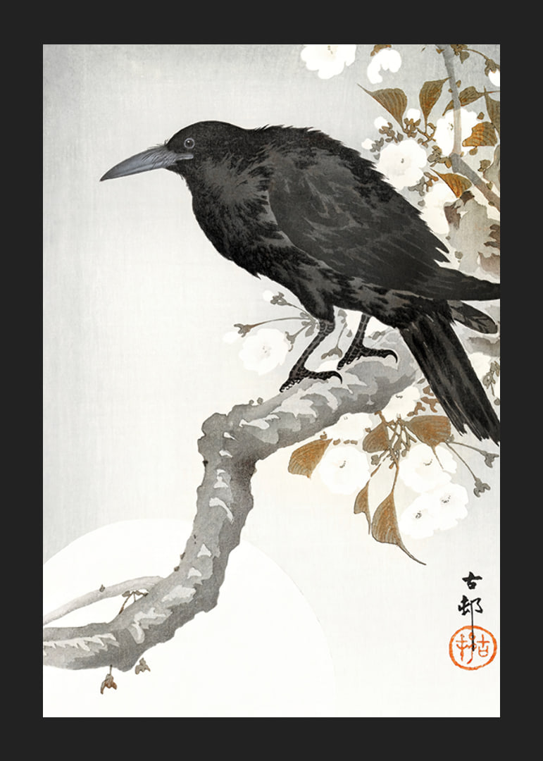 Crow And Full Moon By Ohara Koson-12