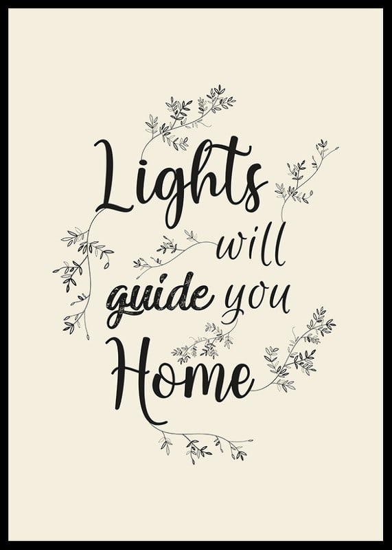 Black text with curved letters and leaf decorations on beige background-12