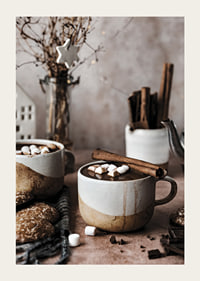 Two mugs of hot chocolate with marshmallows and cinnamon stick-3